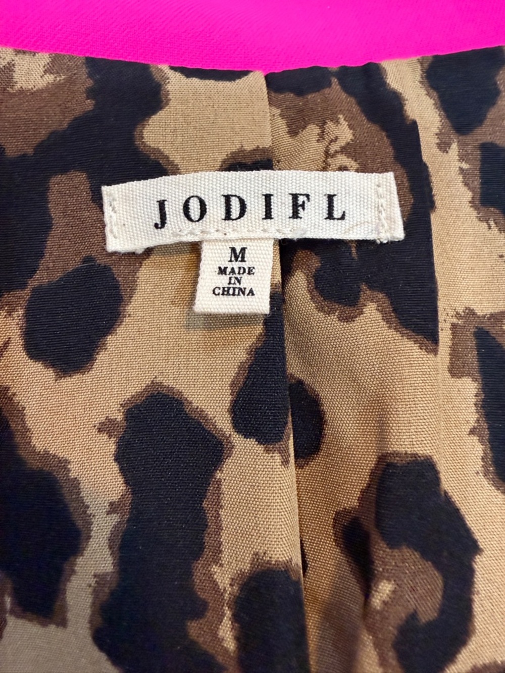 JODIFL Hot Pink Blazer with Leopard Cuff Accent - Picture 14 of 16